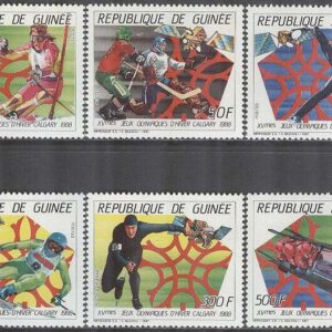 Guinea – M 1154-1159 A OS i Calgary 1988 II bla Konståkning, 6 kpl **