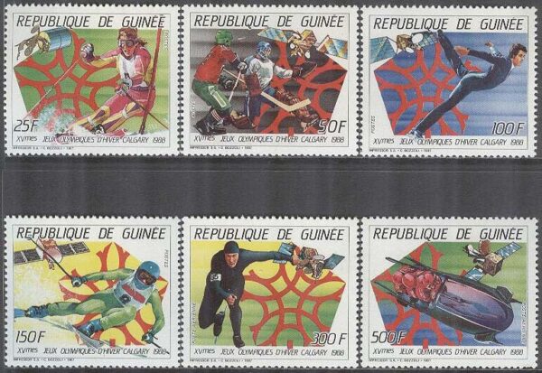 Guinea - M 1154-1159 A OS i Calgary 1988 II bla Konståkning, 6 kpl **