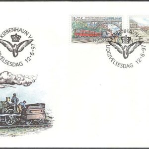 Danmark – FDC 1997-06-12 – Järnvägen Köpenhamn-Roskilde 150 år, 2 kpl Vinjett 1