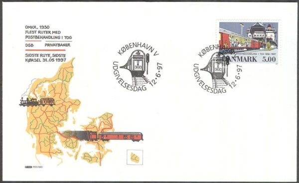 Danmark - FDC 1997-06-12 - Postkupéer 1856-1997, 1 kpl Vinjett 1