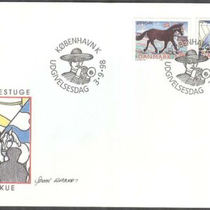 Danmark – FDC 1998-09-03 – Europa CEPT 1998 Festdagar bla Häst, 2 kpl Vinjett 1