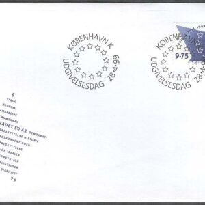 Danmark – FDC 1999-04-28 – Europarådet 50 år – Flagga, 1 kpl Vinjett 1