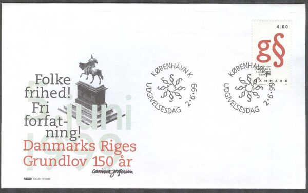 Danmark - FDC 1999-06-02 - Grundlagen 150 år, 1 kpl Vinjett 1