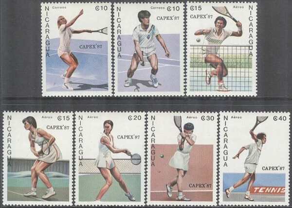 Nicaragua - M 2782-2788 Sport - Tennis - Utställning CAPEX 87, 7 kpl **