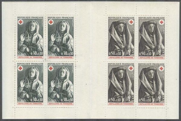 Frankrike - M 1859-1860 Röda Korset 1973 - Skulpturer, 8 frimärken i Häfte kpl **
