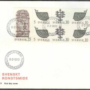Sverige – FDC 1970-02-09 – Svenskt Konstsmide, Block kpl Vinjett 1