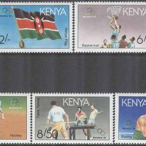 Kenya – M  536-540 OS i Barcelona 1992 I bla Landhockey – Flagga, 5 kpl **