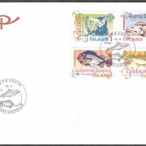 Island – FDC 1998-04-16 – Fiskar I bla Torsk, 4 kpl Vinjett 1