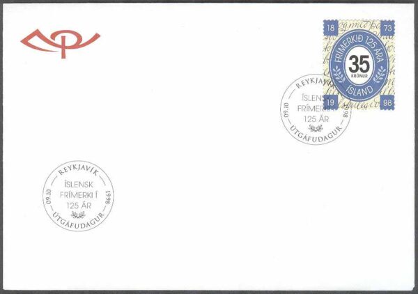 Island - FDC 1998-10-09 - Frimärksjubileet, 1 kpl Vinjett 1