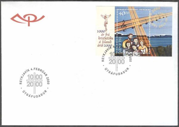 Island - FDC 2000-02-04 - Island kristnat i 1000 år, Block Vinjett 1