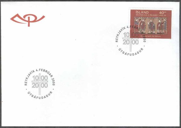 Island - FDC 2000-02-04 - Island kristnat i 1000 år, 1 kpl Vinjett 1