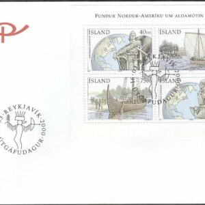 Island – FDC 2000-03-16 – Upptäckten av Amerika – Vikingaskepp, Block Vinjett 1