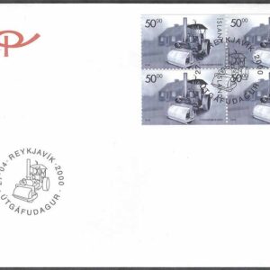 Island – FDC 2000-04-27 – Ångvält & Brandpump, 2 st HBL kpl Vinjett 1