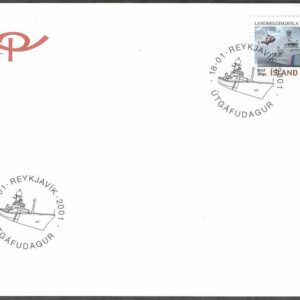 Island – FDC 2001-01-18 – Kustbevakningen 75 år – Flyg & Fartyg, 1 kpl Vinjett 1