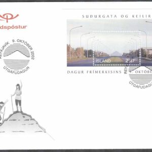 Island – FDC 2002-10-09 – Frimärkets Dag 2002 – Gata i Reykjavik, Block Vinjett 1