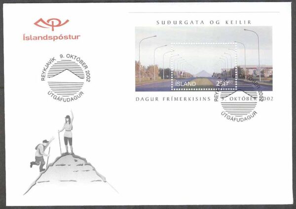 Island - FDC 2002-10-09 - Frimärkets Dag 2002 - Gata i Reykjavik, Block Vinjett 1