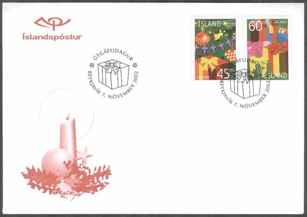 Island - FDC 2002-11-07 - Jul 2002 - Utsmyckningar, 2 kpl Vinjett 1