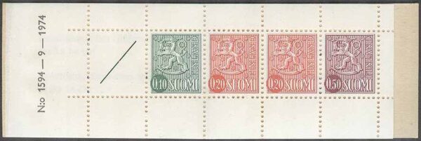 Finland - Häfte HA 11 N:o 1594 Lejontyp, 4 st frimärken **