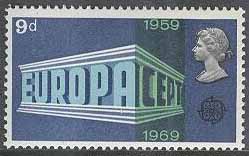 England – M  512 Europa CEPT 1969 10 år, 9 p **