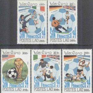 Laos – M 1306-1310 VM i Fotboll i USA 1994 II, 5 kpl **