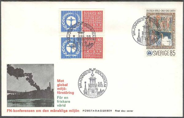 Sverige - FDC 1972-06-05 - Miljövård, 3 kpl Vinjett 2