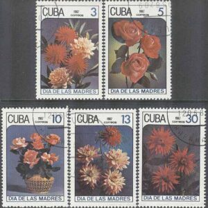 Kuba – M 3093-3097 Mors Dag 1987 – Blommor bla Dahlior, 5 olika