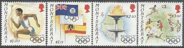 Montserrat - M  829-832 OS i Barcelona 1992 bla Fackellöpare, 4 kpl **