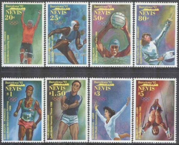 Nevis - M  659-666 OS i Barcelona 1992 - Segrare från Seoul, 8 kpl **