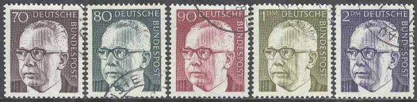 Tyskland - M  641-645 President Gustav Heinemann I, 5 olika