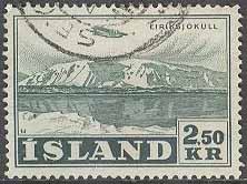 Island – F  313 Luftpost, jöklar med flyg, 2,50 kr