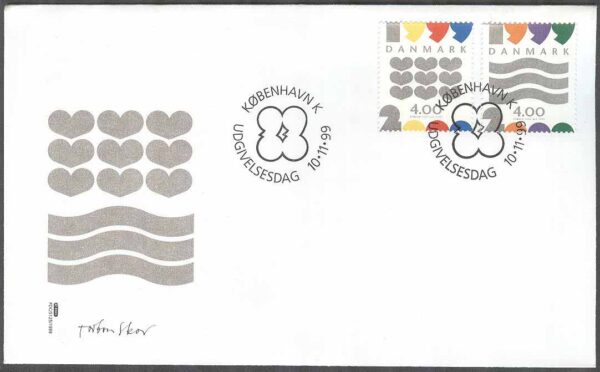 Danmark - FDC 1999-11-10 - Milleniumfrimärken, 2 kpl Vinjett 1