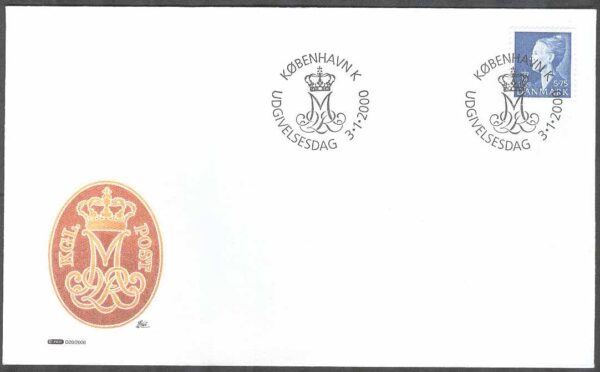 Danmark - FDC 2000-01-02 - Drottning Margrethe. Typ IV, 1 kpl Vinjett 1
