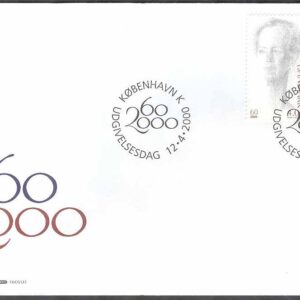 Danmark – FDC 2000-04-12 – Drottning Margrethe 60 år, 2 kpl Vinjett 1