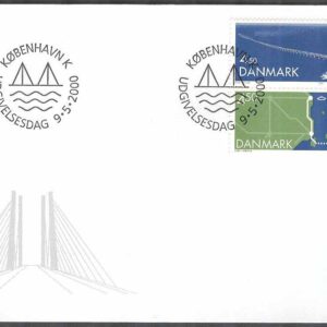 Danmark – FDC 2000-05-09 – Öresundsförbindelsen, par kpl Vinjett 1