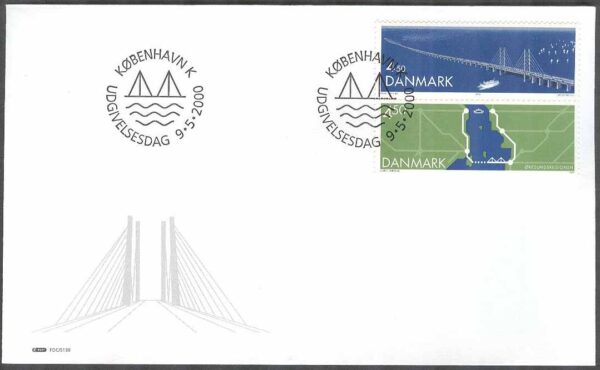 Danmark - FDC 2000-05-09 - Öresundsförbindelsen, par kpl Vinjett 1