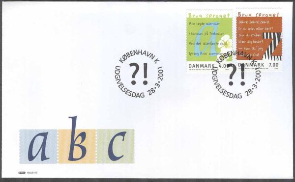 Danmark - FDC 2001-03-28 - Använd språket, 2 kpl Vinjett 1
