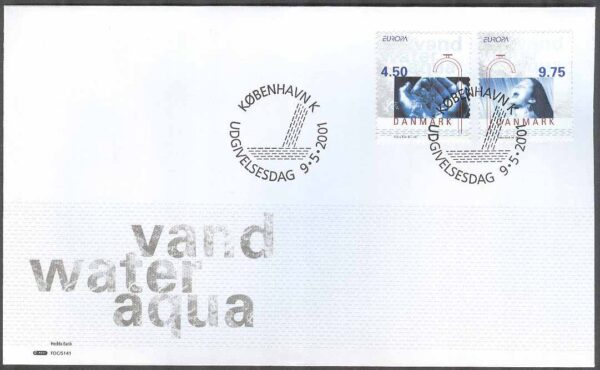 Danmark - FDC 2001-05-09 - Europa 2001 Vatten, 2 kpl Vinjett 1
