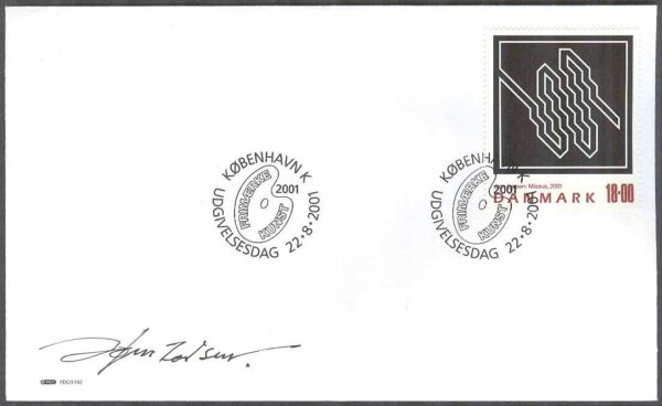 Danmark - FDC 2001-08-22 - Frimärkskonst IV, 2 kpl Vinjett 1-2