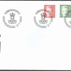 Danmark – FDC 2003-01-02 – Drottning Margrethe. Typ V, 3 kpl Vinjett 1