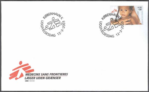 Danmark - FDC 2003-03-12 - Läkare utan gränser, 1 kpl Vinjett 1
