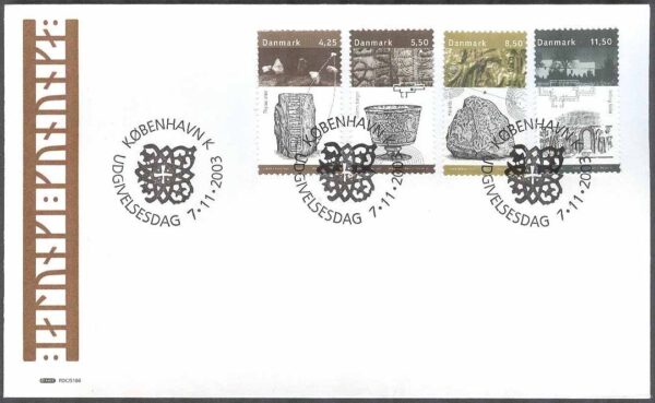 Danmark - FDC 2003-11-07 - Kungarnas Jelling, 4 kpl Vinjett 1