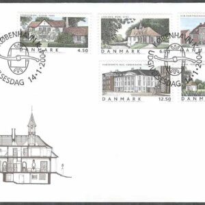 Danmark – FDC 2004-01-14 – Danska bostäder III, 5 kpl Vinjett 1
