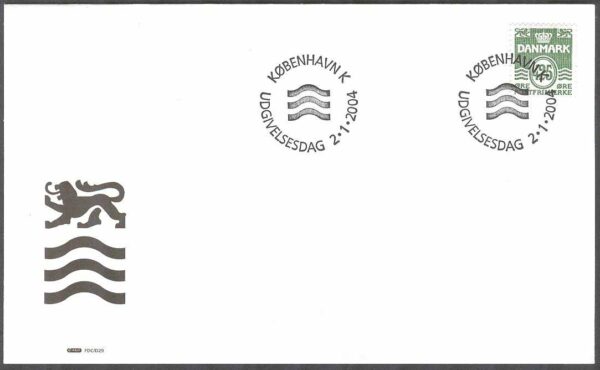 Danmark - FDC 2004-01-02 - Våglinjetyp 425 öre grön, 1 kpl Vinjett 1