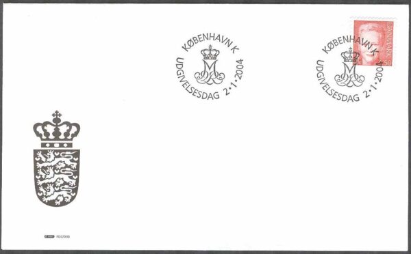 Danmark - FDC 2004-01-02 - Drottning Margrethe. Typ V, 1 kpl Vinjett 1