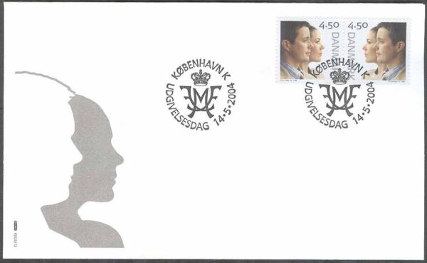 Danmark - FDC 2004-05-14 - Kronprins Fredrik och Mary, par kpl Vinjett 1