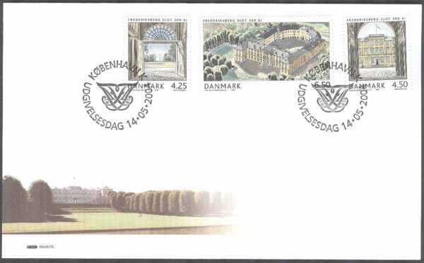Danmark - FDC 2004-05-14 - Fredriksbergs slott, 3 kpl Vinjett 1