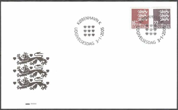 Danmark - FDC 2005-01-03 - Lilla Riksvapnet, 2 kpl Vinjett 1