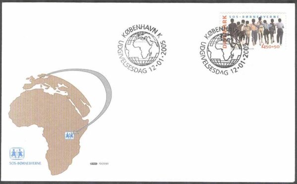 Danmark - FDC 2005-01-12 - SOS - Barnbyar, 1 kpl Vinjett 1