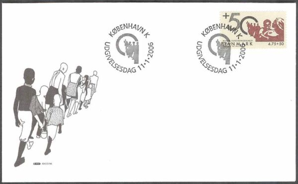 Danmark - FDC 2006-01-11 - Dansk flyktinghjälp, 1 kpl Vinjett 1