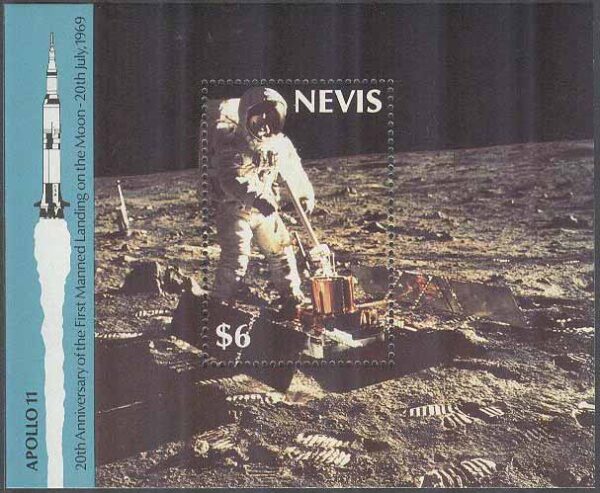 Nevis - M BL  20 Rymd - Apollo 11 på Månen för 20 år sedan, Block **